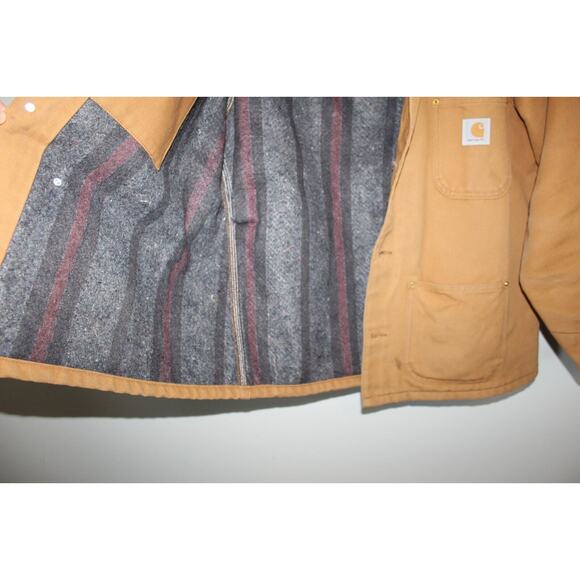 Carhartt Duck Chore Coat Blanket Lined Jacket Work Barn Men's Read Size H14677 - Picture 11 of 12